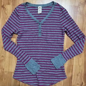 faded glory grey and pink striped long sleeve